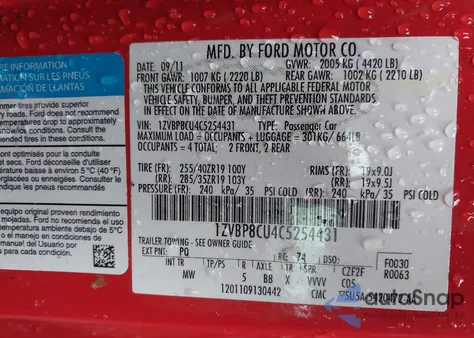 2012 Ford Mustang Boss 302 from USA, damaged, VIN 1ZVBP8CU4C5254431